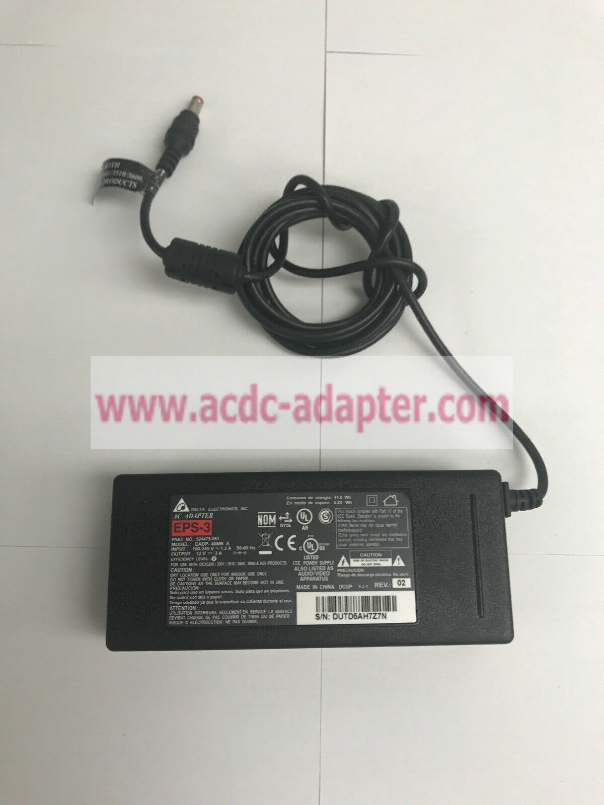 Delta 524475-051 AC POWER ADAPTER AA27130L EADP-40MB A 12V 3A AC CHARGER